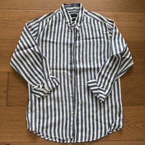 Bruun & Stengade Valencia Casual Slim Fit Linen Shirt - Blue/White - Size Small